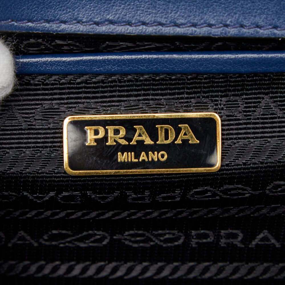 PRADA Blue Leather Saffiano Shoulder Bag - Picture 14 of 16